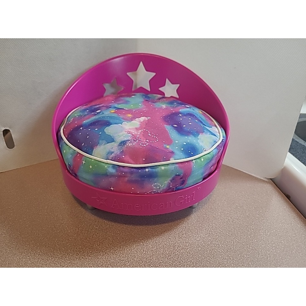 2016 American Girl‎ Doll Brand Truly Me Galaxy Pet Cat Dog Bed Pink Round Chair